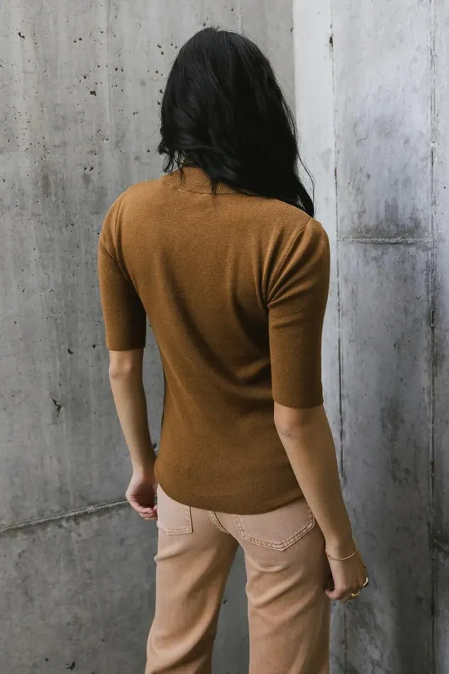 Bohme Sweaters Mock Neck Sweater Top In Brown 8211 FINAL SALE Brown 8211 Women Bohme Sweaters Mock Neck Sweater Top In Brown 8211 FINAL SALE Brown 8211 Women
