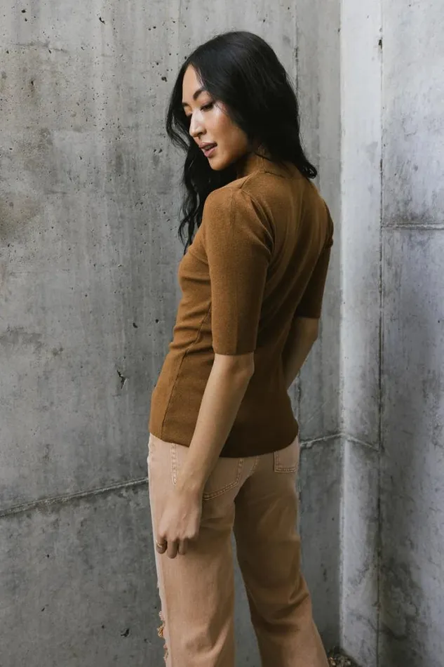 Bohme Sweaters Mock Neck Sweater Top In Brown 8211 FINAL SALE Brown 8211 Women Bohme Sweaters Mock Neck Sweater Top In Brown 8211 FINAL SALE Brown 8211 Women
