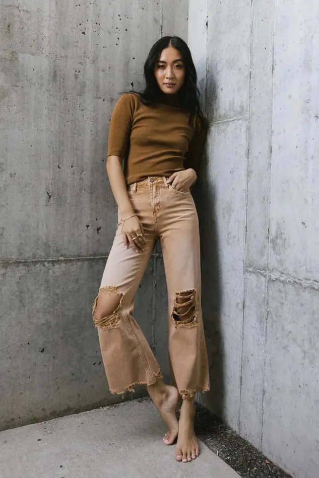 Bohme Sweaters Mock Neck Sweater Top In Brown 8211 FINAL SALE Brown 8211 Women Bohme Sweaters Mock Neck Sweater Top In Brown 8211 FINAL SALE Brown 8211 Women