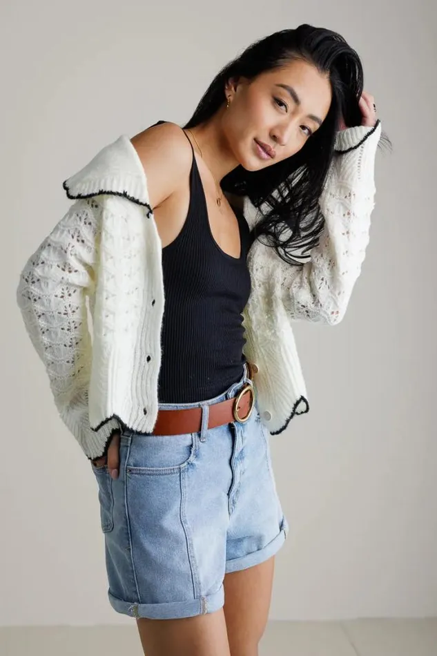 Bohme Sweaters Olivia Collared Cardigan Cream 8211 Women