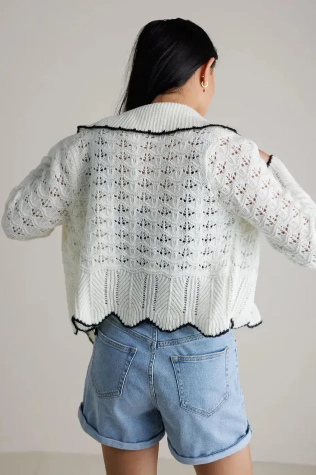 Bohme Sweaters Olivia Collared Cardigan Cream 8211 Women