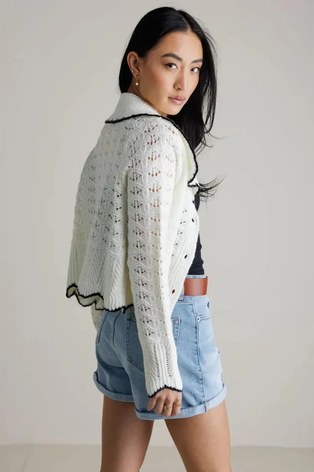 Bohme Sweaters Olivia Collared Cardigan Cream 8211 Women