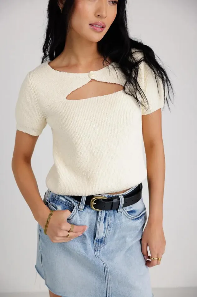 Bohme Sweaters Polly Cut Out Sweater Top Ivory 8211 Women