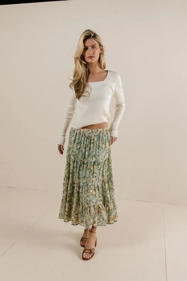 Bohme Sweaters Ribbed Square Neck Sweater Ivory 8211 Women