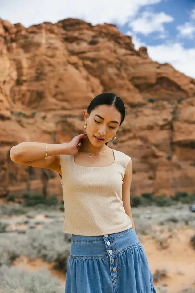 Bohme Tees and Tanks Aella Ribbed Top In Mocha Mocha 8211 Women Bohme Tees and Tanks Aella Ribbed Top In Mocha Mocha 8211 Women
