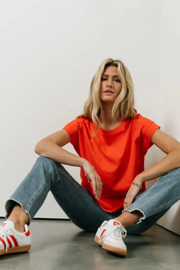 Bohme Tees and Tanks Layla Muscle Tee In Coral Coral 8211 Women