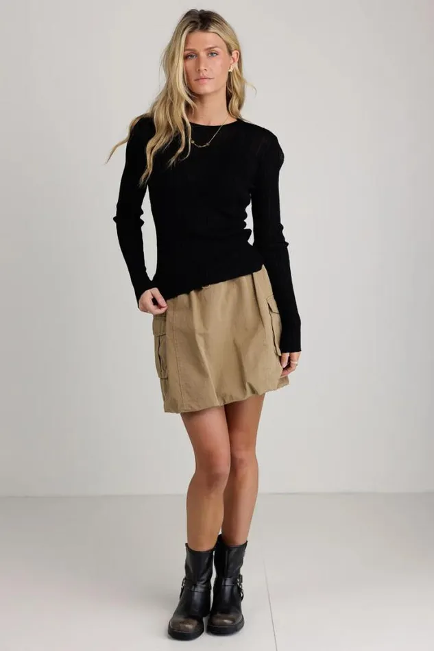 Bohme Tees and Tanks Mauryn Ribbed Top In Black Black 8211 Women Bohme Tees and Tanks Mauryn Ribbed Top In Black Black 8211 Women