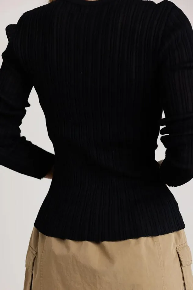 Bohme Tees and Tanks Mauryn Ribbed Top In Black Black 8211 Women Bohme Tees and Tanks Mauryn Ribbed Top In Black Black 8211 Women
