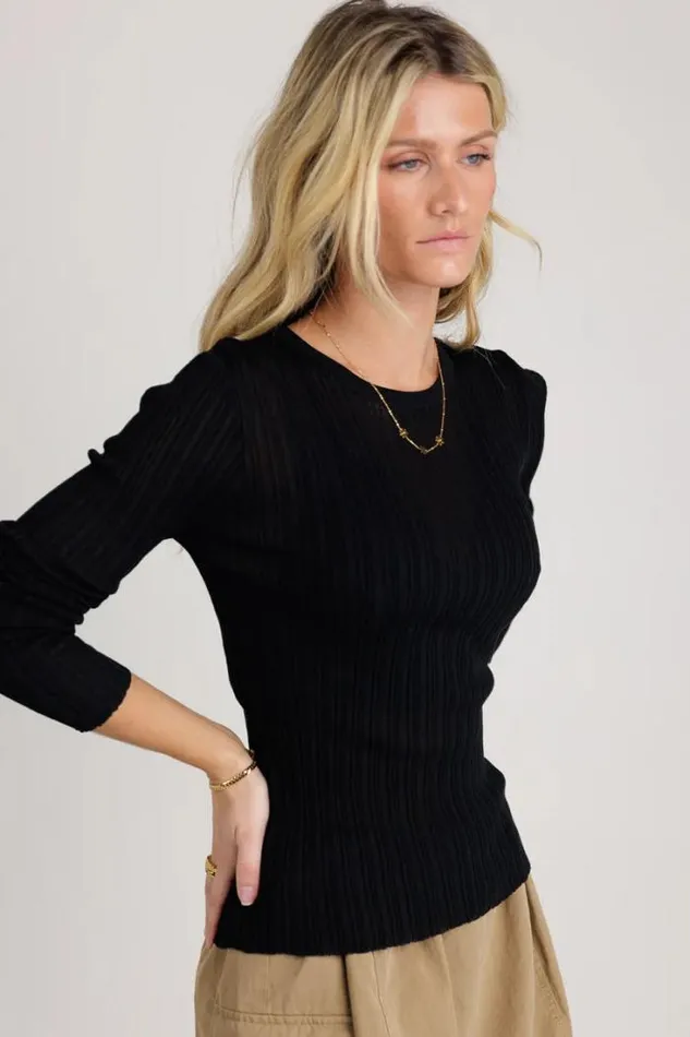 Bohme Tees and Tanks Mauryn Ribbed Top In Black Black 8211 Women Bohme Tees and Tanks Mauryn Ribbed Top In Black Black 8211 Women