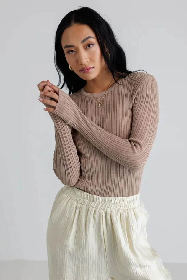 Bohme Tees and Tanks Mauryn Ribbed Top In Khaki Khaki 8211 Women