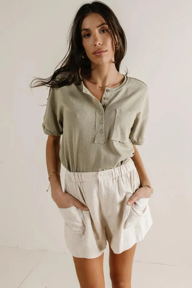 Bohme Tees and Tanks Mazzy Henley Knit Top In Sage Sage 8211 Women Bohme Tees and Tanks Mazzy Henley Knit Top In Sage Sage 8211 Women