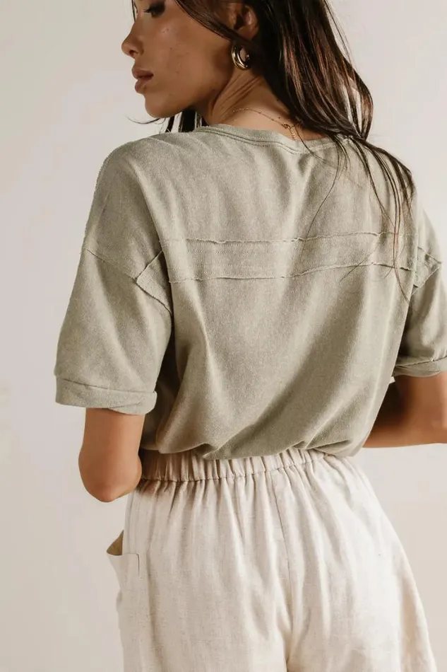 Bohme Tees and Tanks Mazzy Henley Knit Top In Sage Sage 8211 Women Bohme Tees and Tanks Mazzy Henley Knit Top In Sage Sage 8211 Women