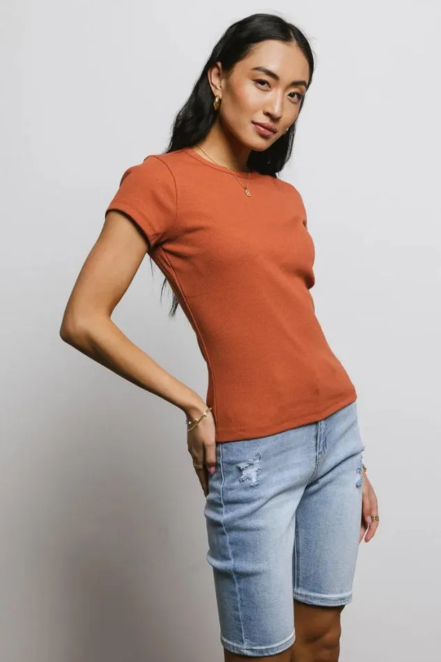 Bohme Tops Addison Ribbed Top In Clay Clay 8211 Women