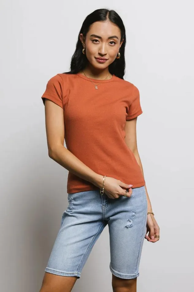 Bohme Tops Addison Ribbed Top In Clay Clay 8211 Women Bohme Tops Addison Ribbed Top In Clay Clay 8211 Women