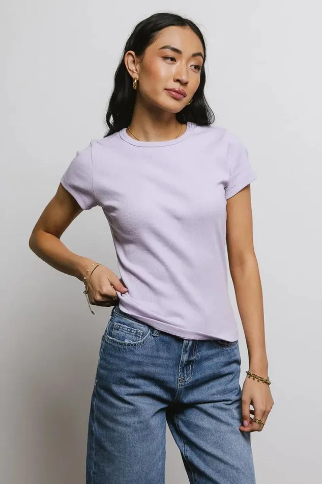 Bohme Tops Addison Ribbed Top In Lavender Lavender 8211 Women