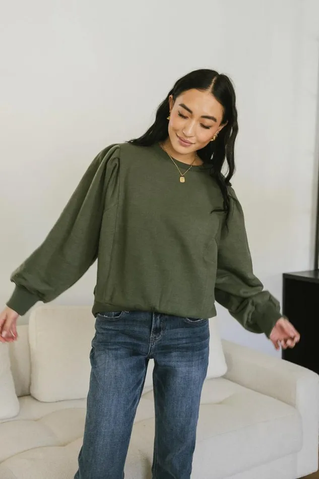 Bohme Tops Amalia Sweatshirt In Olive Olive 8211 Women