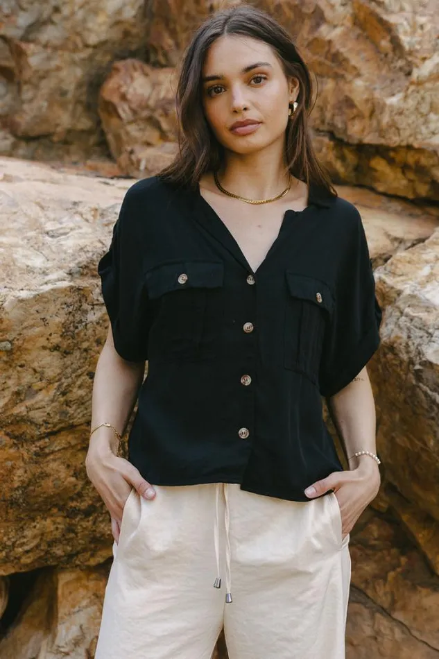 Bohme Tops Caroline Button Up Top Black 8211 Women