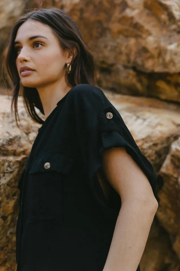 Bohme Tops Caroline Button Up Top Black 8211 Women Bohme Tops Caroline Button Up Top Black 8211 Women