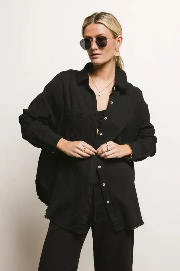 Bohme Tops Casey Button Up In Black Black 8211 Women