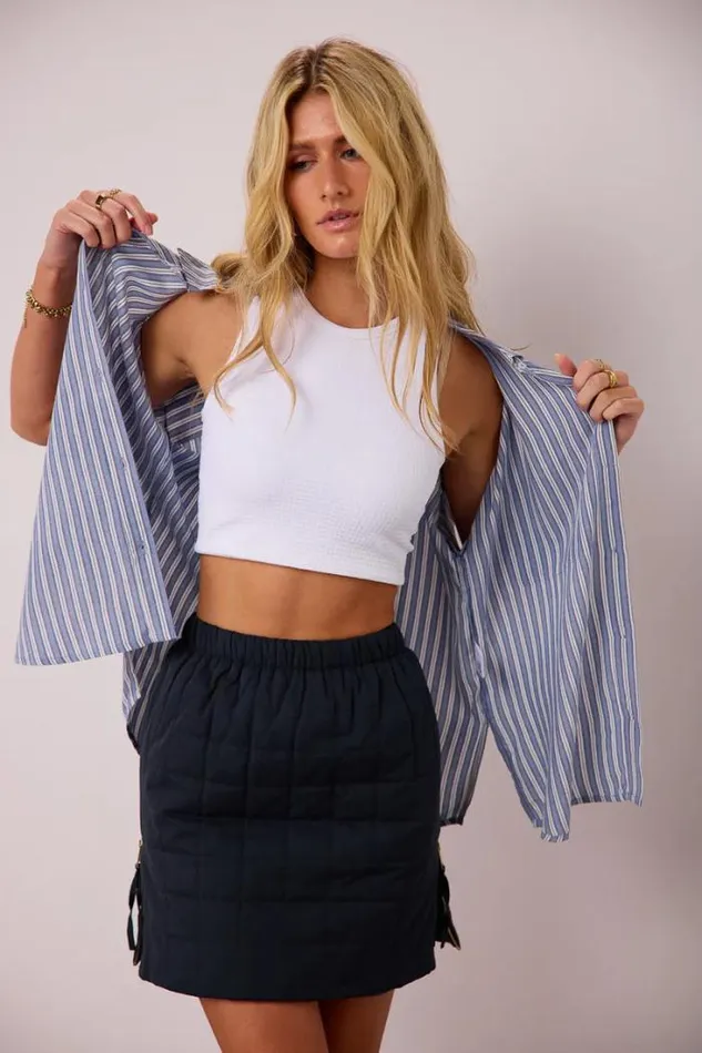 Bohme Tops Elora Striped Button Up Blue 8211 Women