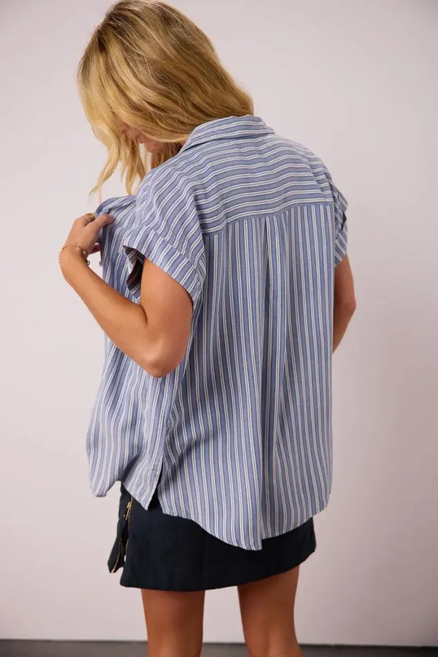 Bohme Tops Elora Striped Button Up Blue 8211 Women Bohme Tops Elora Striped Button Up Blue 8211 Women