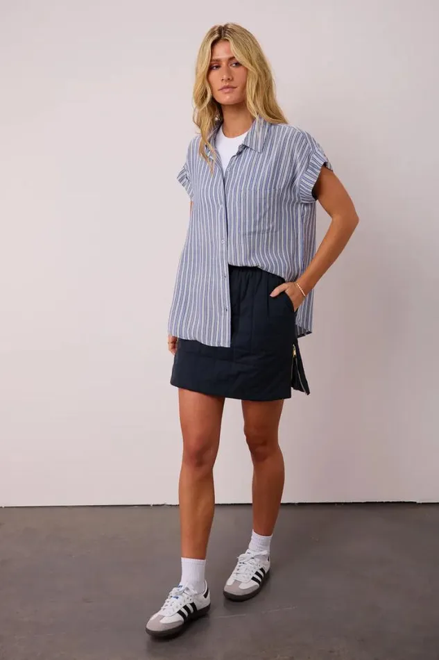 Bohme Tops Elora Striped Button Up Blue 8211 Women Bohme Tops Elora Striped Button Up Blue 8211 Women