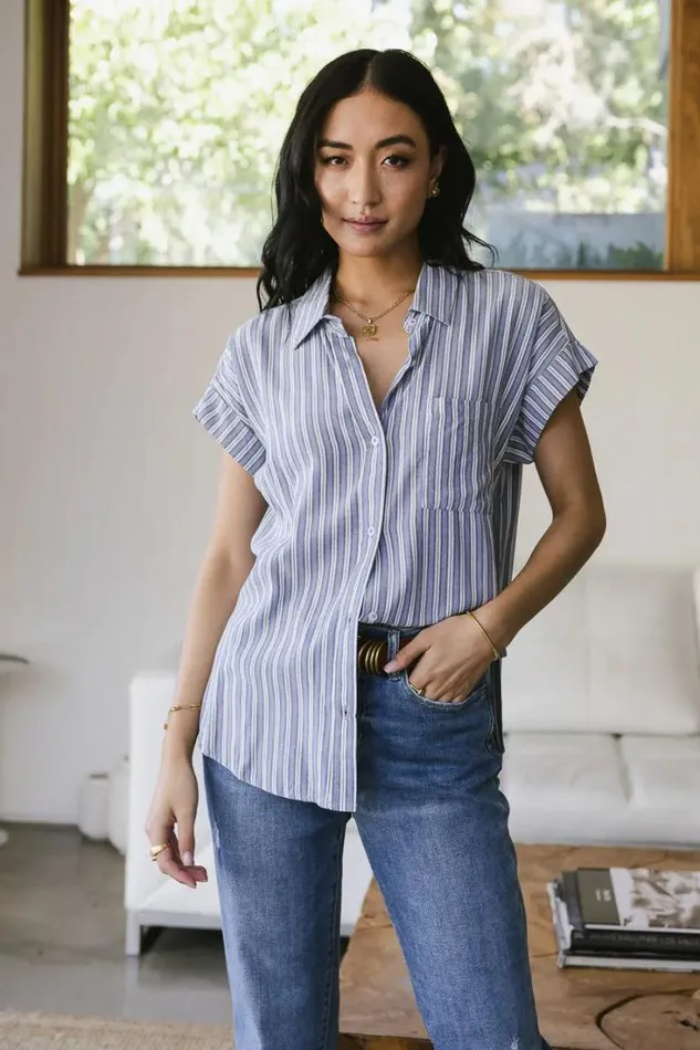 Bohme Tops Elora Striped Button Up Blue 8211 Women Bohme Tops Elora Striped Button Up Blue 8211 Women