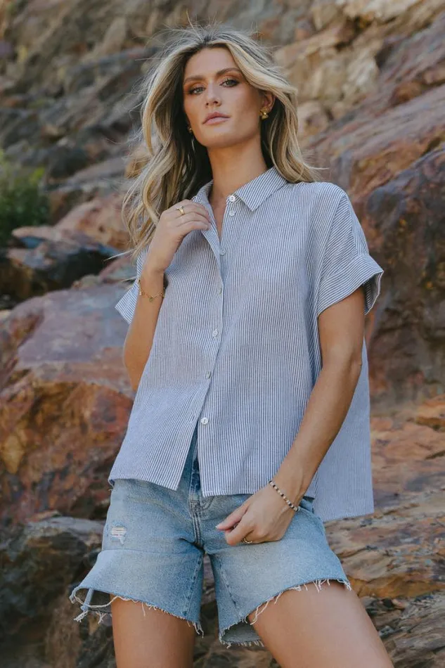 Bohme Tops Enya Striped Button Up In White White 8211 Women Bohme Tops Enya Striped Button Up In White White 8211 Women