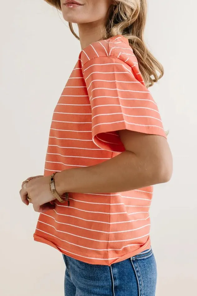 Bohme Tops Evie Striped TShirt In Salmon Salmon 8211 Women Bohme Tops Evie Striped TShirt In Salmon Salmon 8211 Women