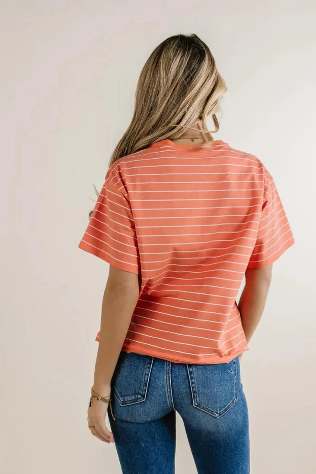 Bohme Tops Evie Striped TShirt In Salmon Salmon 8211 Women Bohme Tops Evie Striped TShirt In Salmon Salmon 8211 Women