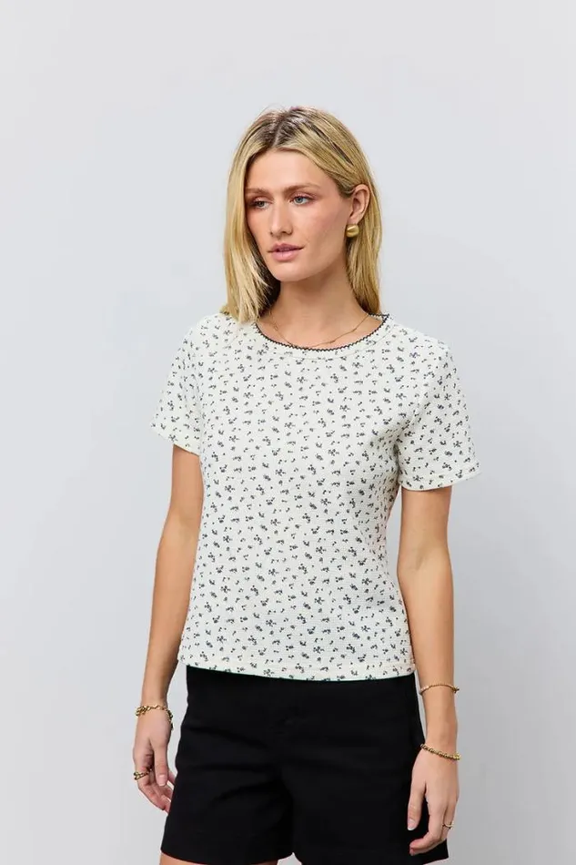 Bohme Tops Floral Waffle Knit Top Cream 8211 Women