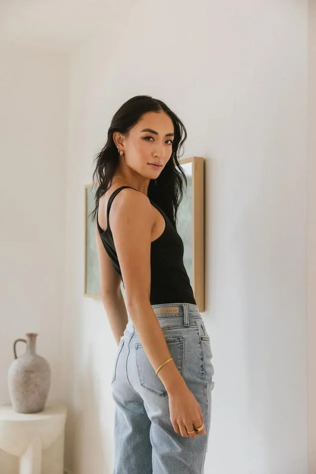 Bohme Tops Harper Square Neck Bodysuit In Black Black 8211 Women