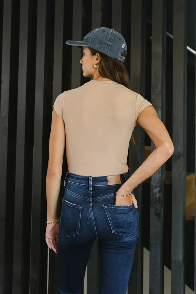 Bohme Tops Holly Ribbed Bodysuit In Tan Tan 8211 Women