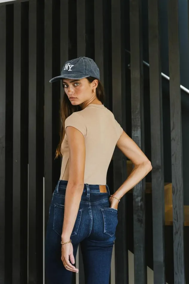 Bohme Tops Holly Ribbed Bodysuit In Tan Tan 8211 Women