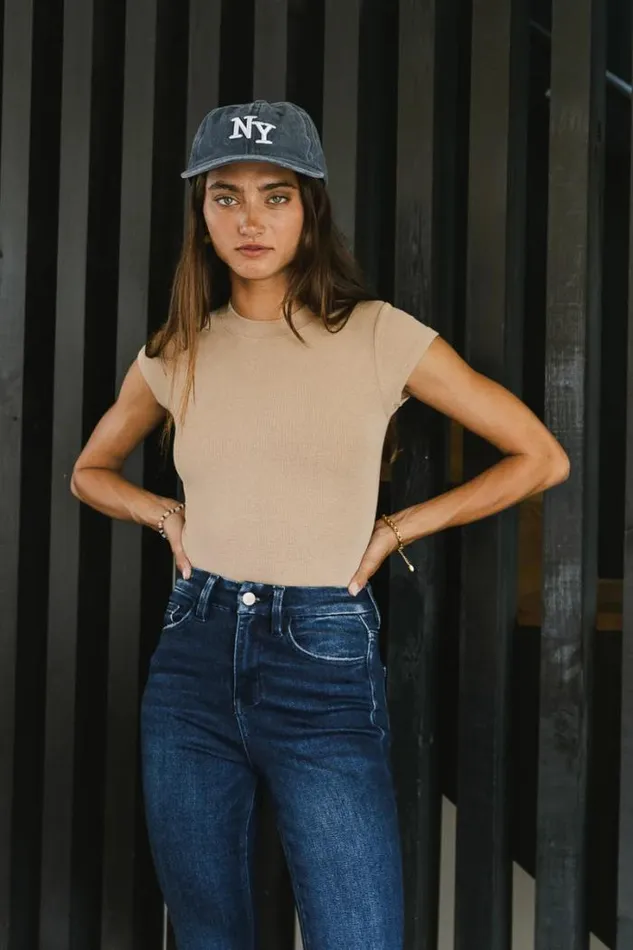 Bohme Tops Holly Ribbed Bodysuit In Tan Tan 8211 Women