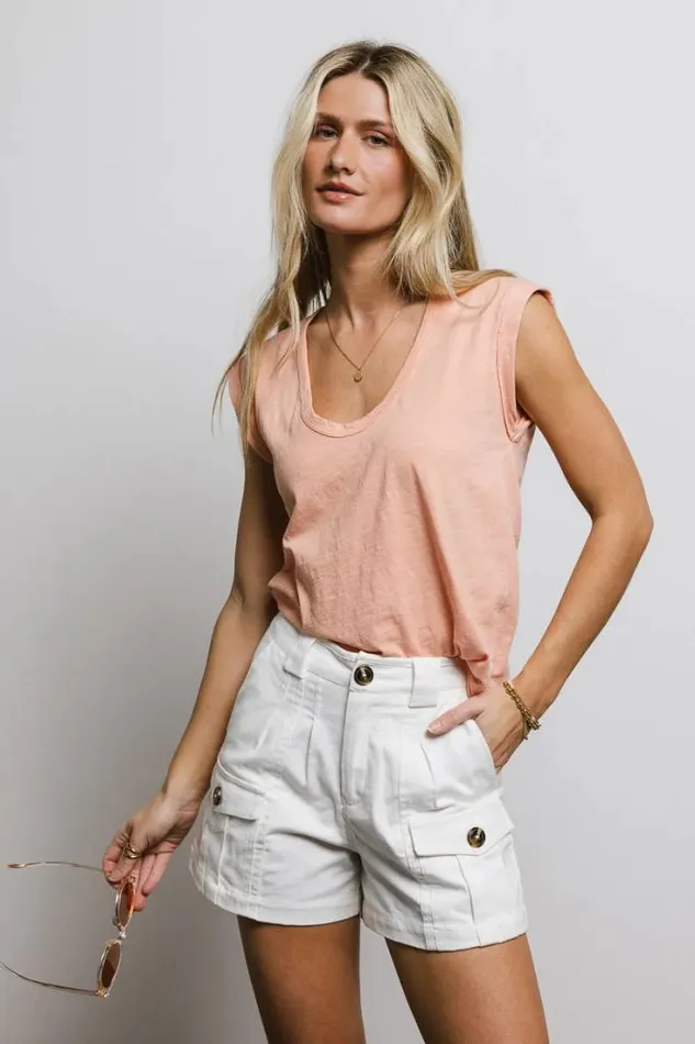 Bohme Tops Jaylene Muscle Tee In Coral Coral 8211 Women