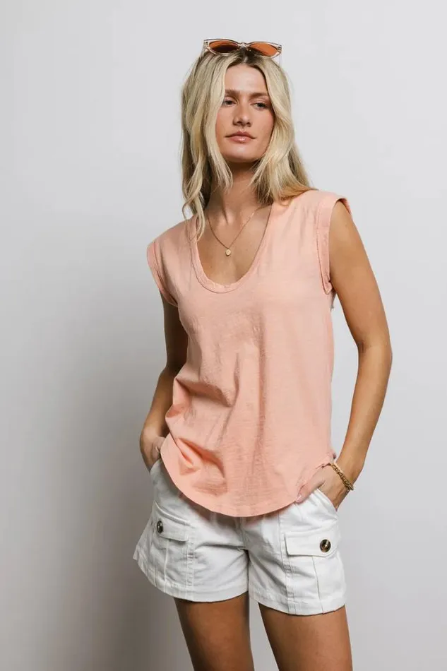 Bohme Tops Jaylene Muscle Tee In Coral Coral 8211 Women