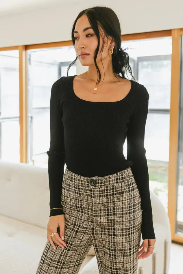 Bohme Tops Kali Fitted Ribbed Sweater In Black Black 8211 Women