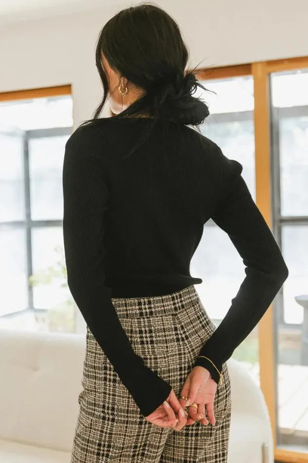 Bohme Tops Kali Fitted Ribbed Sweater In Black Black 8211 Women