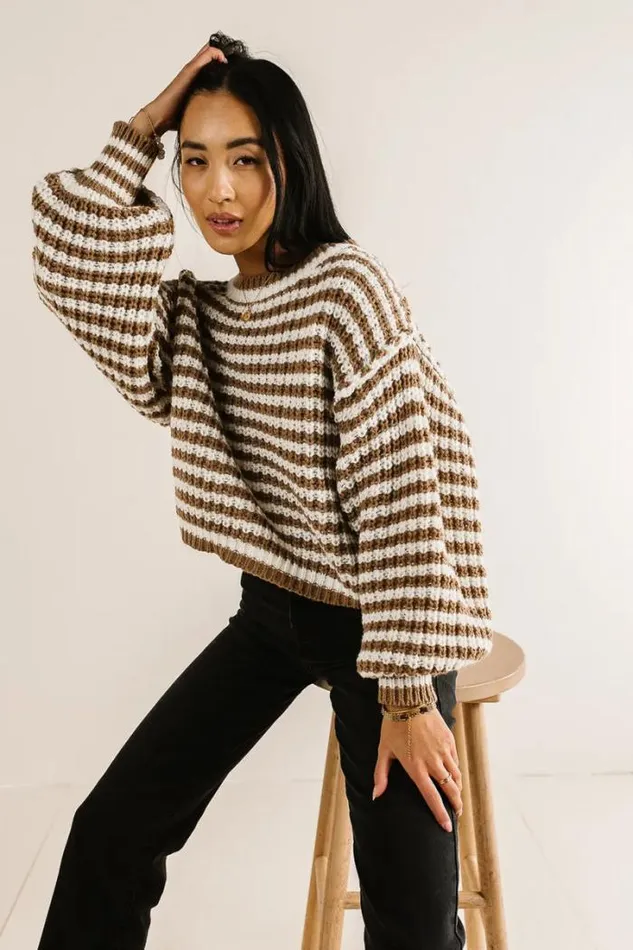 Bohme Tops Kayla Striped Sweater Taupe 8211 Women