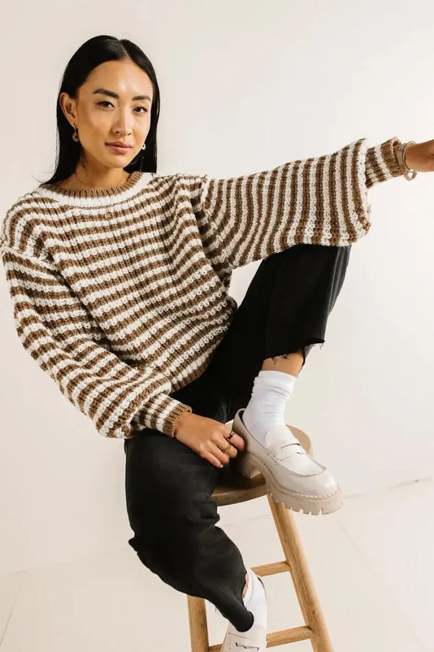 Bohme Tops Kayla Striped Sweater Taupe 8211 Women