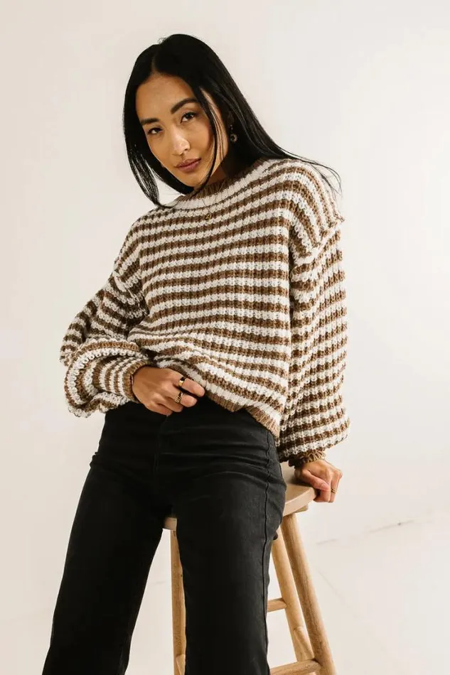Bohme Tops Kayla Striped Sweater Taupe 8211 Women