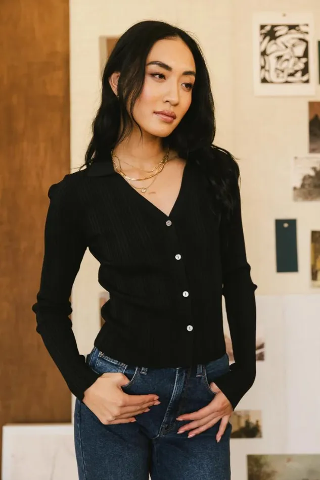 Bohme Tops Lucia Ribbed Top In Black Black 8211 Women