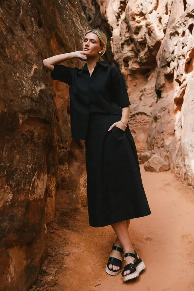 Bohme Tops Mallory Textured Button Up In Black Black 8211 Women Bohme Tops Mallory Textured Button Up In Black Black 8211 Women