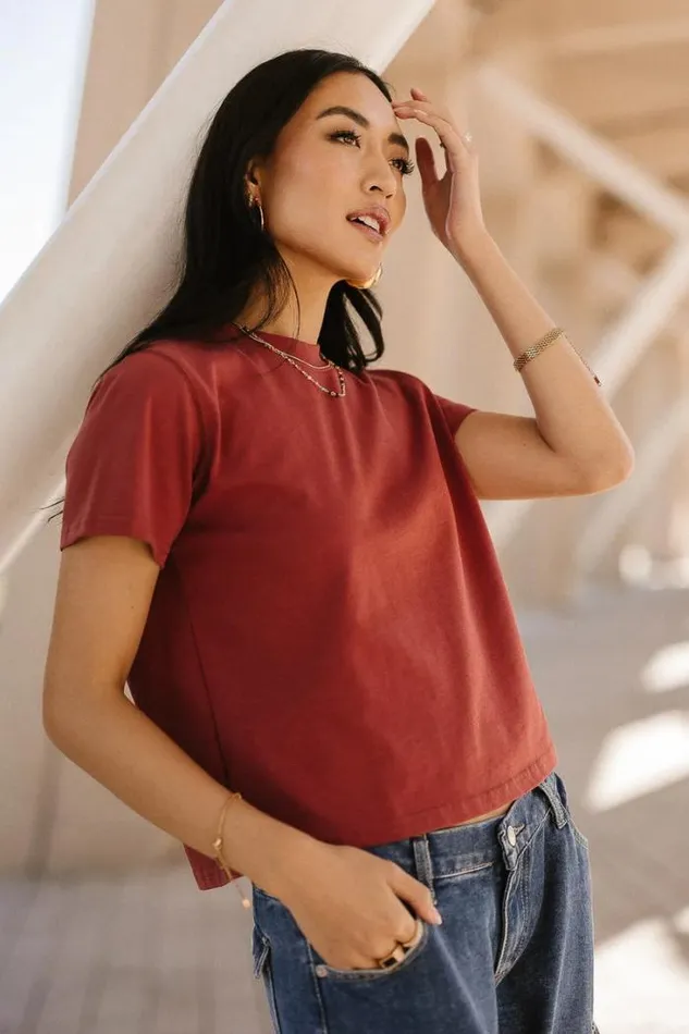 Bohme Tops Mason Crewneck TShirt In Brick Brick 8211 Women