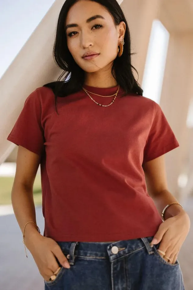 Bohme Tops Mason Crewneck TShirt In Brick Brick 8211 Women Bohme Tops Mason Crewneck TShirt In Brick Brick 8211 Women