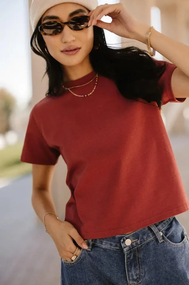 Bohme Tops Mason Crewneck TShirt In Brick Brick 8211 Women Bohme Tops Mason Crewneck TShirt In Brick Brick 8211 Women