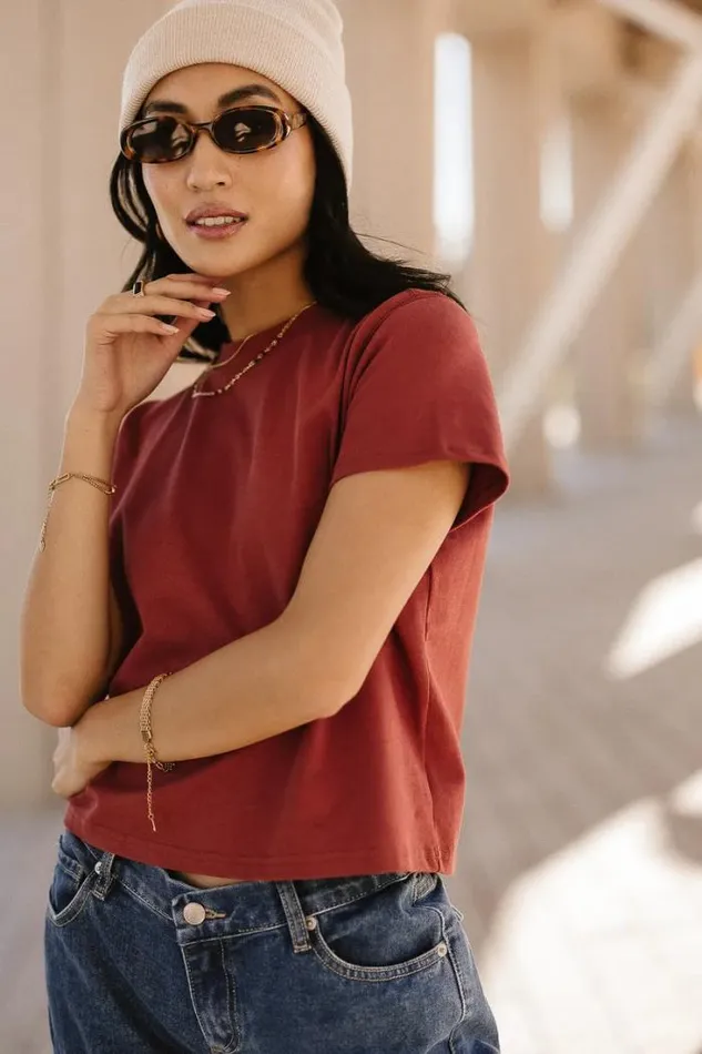 Bohme Tops Mason Crewneck TShirt In Brick Brick 8211 Women Bohme Tops Mason Crewneck TShirt In Brick Brick 8211 Women