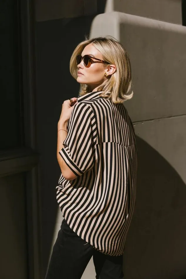Bohme Tops Max Striped Button Up Black 8211 Women