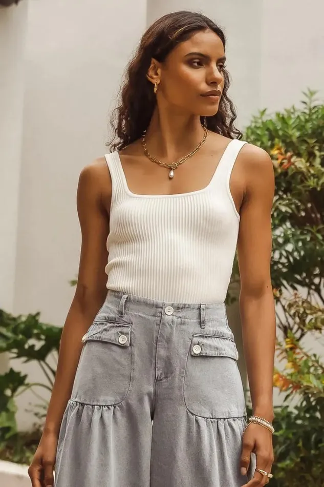 Bohme Tops Melody Ribbed Bodysuit In White 8211 FINAL SALE White 8211 Women